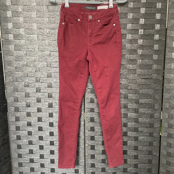 Aeropostale Denim - Aeropostale Womens 000 Burgundy‎ High Waisted Jegging